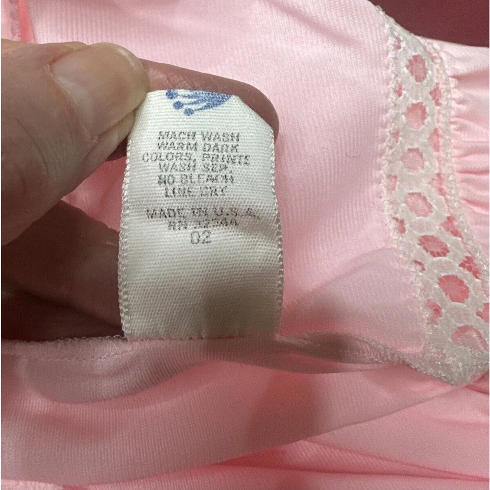 Vintage Rutledge Nightgown Pink Deep V Maxi Coquette Flutter Sleeves Womens Sz L - Picture 10 of 13